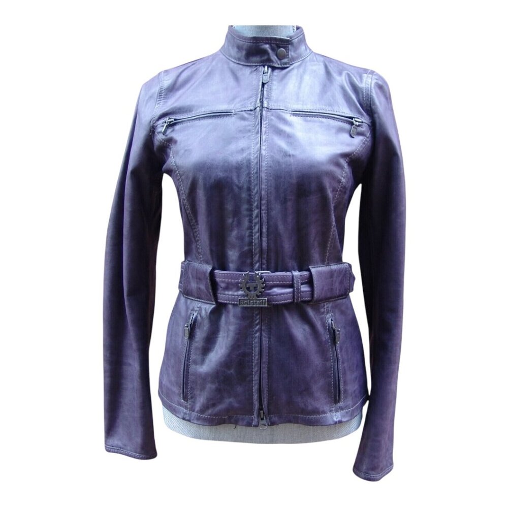 Belstaff Leather Farley Jacket Blouson Racing Size 42 Made in Italy